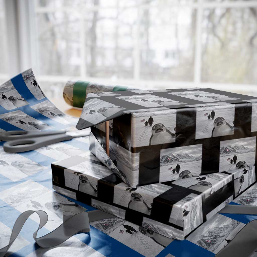 Nihilist Penguin Trump Hiking Mountains Wrapping Paper Roll Funny Penguin Selfie But Why TS14 Black Print Your Wear