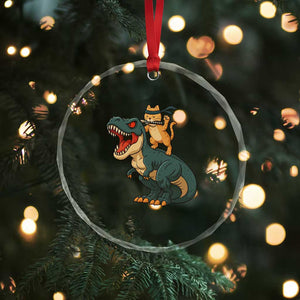Ninja Cat Riding Dinosaur Crystal Glass Ornament TS14 Print Your Wear