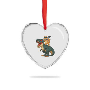 Ninja Cat Riding Dinosaur Heart Crystal Glass Ornament TS14 Print Your Wear