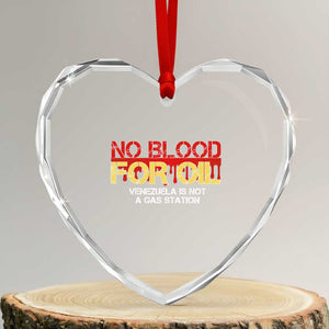 No Blood for Oil Heart Crystal Glass Ornament Venezuela Sovereignty Resource Justice TS02 Transparent Glass 3'' Heart Print Your Wear