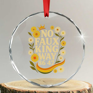 No Faux King Way 8647 Crystal Glass Ornament Subtle Resist 70s Retro Floral TS02 Transparent Glass 3'' Circle Print Your Wear