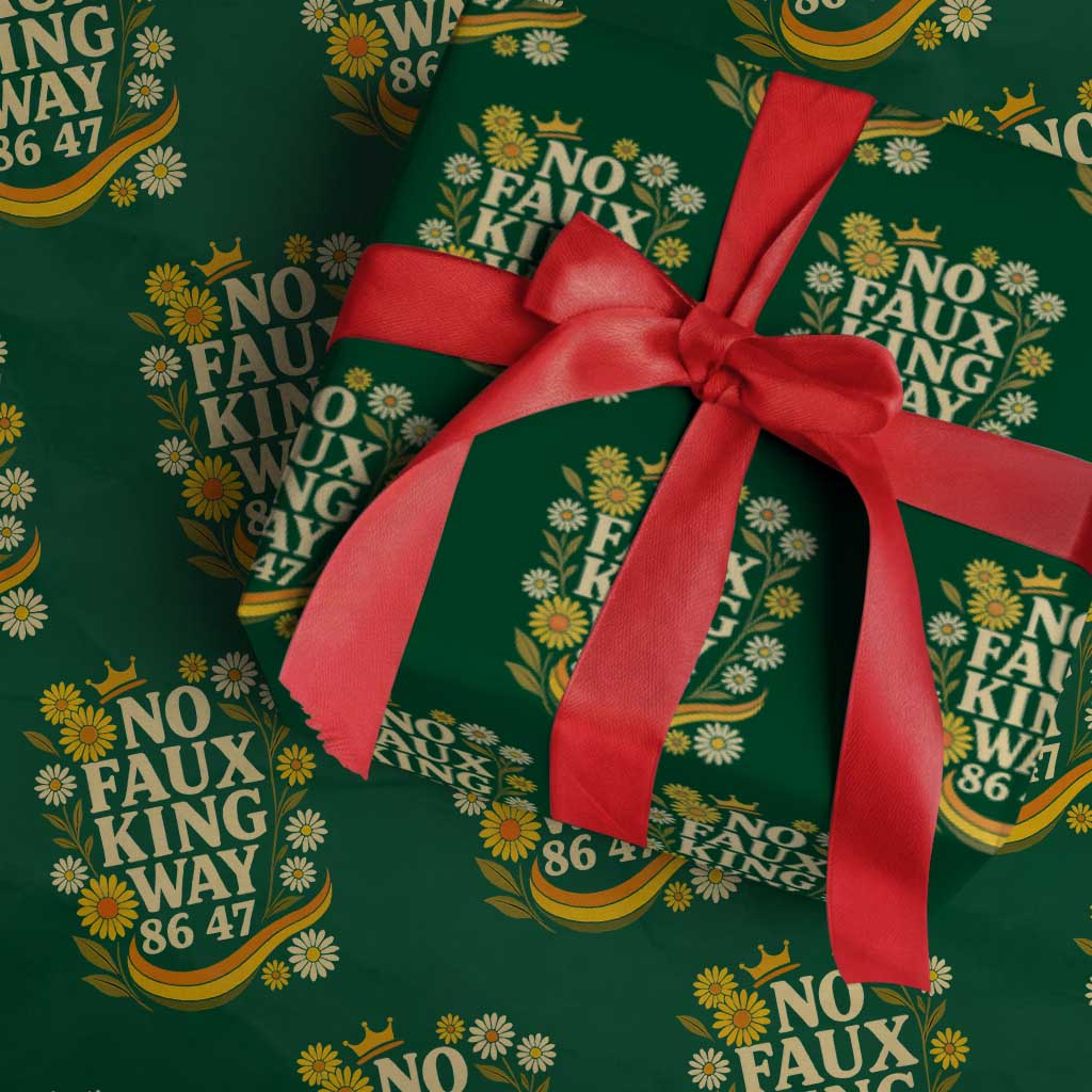 No Faux King Way 8647 Wrapping Paper Roll Subtle Resist 70s Retro Floral TS02 Green Print Your Wear