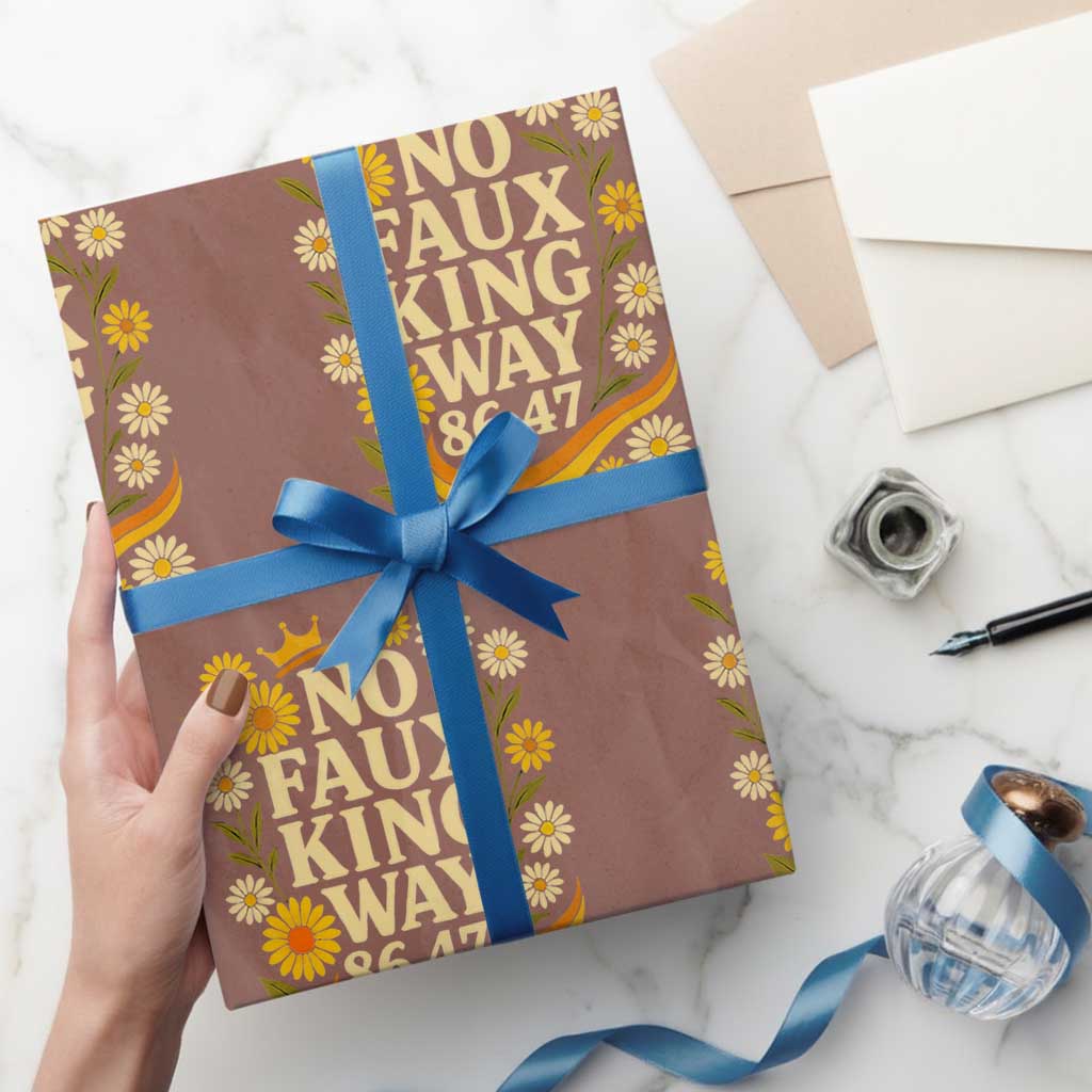 No Faux King Way 8647 Wrapping Paper Roll Subtle Resist 70s Retro Floral TS02 Mocha Print Your Wear