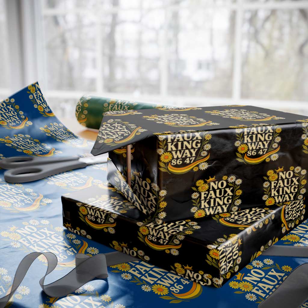 No Faux King Way 8647 Wrapping Paper Roll Subtle Resist 70s Retro Floral TS02 Black Print Your Wear