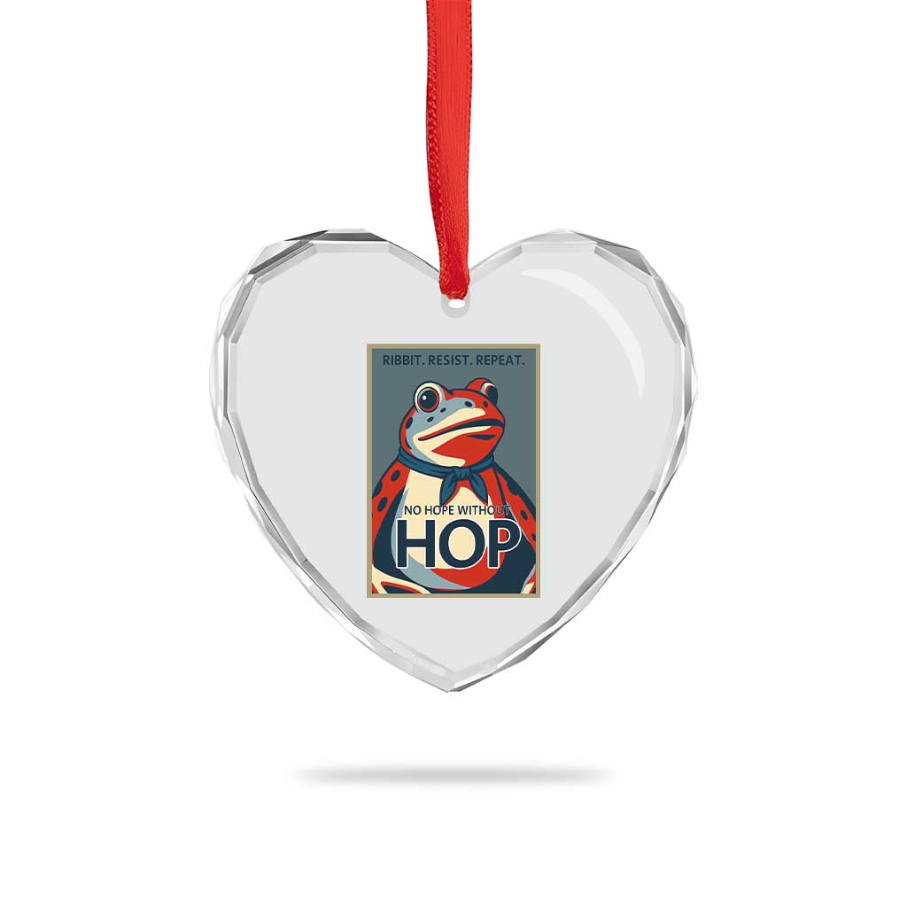 No Hope Without Hop Heart Crystal Glass Ornament Ribbit Resist Repeat Resistance Frog Protest Pop Art Graphic TS02 Print Your Wear