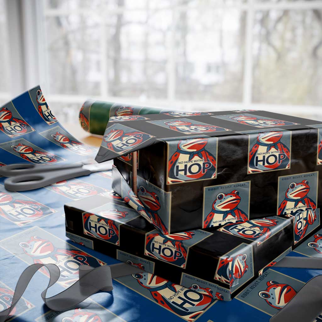 No Hope Without Hop Wrapping Paper Roll Ribbit Resist Repeat Resistance Frog Protest Pop Art Graphic TS02 Black Print Your Wear