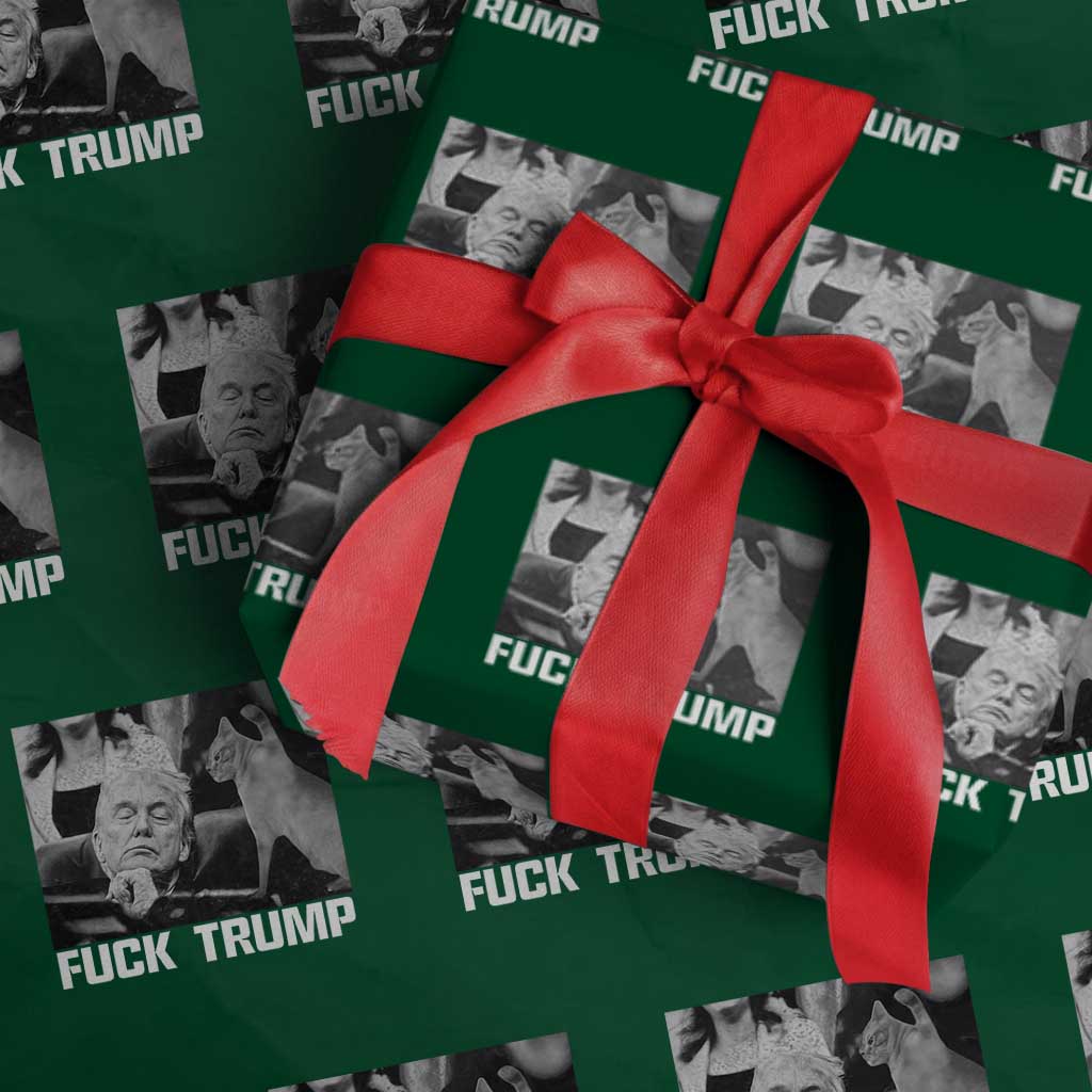 No Human Is Illegal Wrapping Paper Roll Funny Cat Anti ICE Meme TS14 Green Print Your Wear