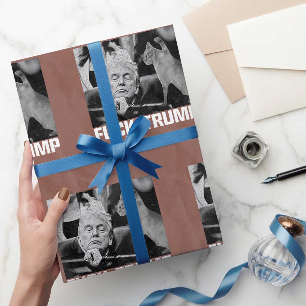No Human Is Illegal Wrapping Paper Roll Funny Cat Anti ICE Meme TS14 Mocha Print Your Wear