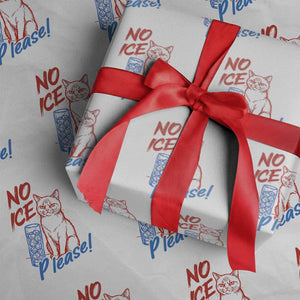 No Ice Please Angry Cat Graphic Wrapping Paper Roll Subtle Against Ice Protest Political Resistance TS02 White Print Your Wear