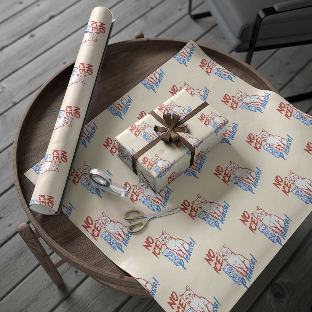 No Ice Please Angry Cat Graphic Wrapping Paper Roll Subtle Against Ice Protest Political Resistance TS02 Beige Print Your Wear