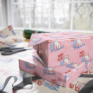 No Ice Please Angry Cat Graphic Wrapping Paper Roll Subtle Against Ice Protest Political Resistance TS02 Light Pink Print Your Wear