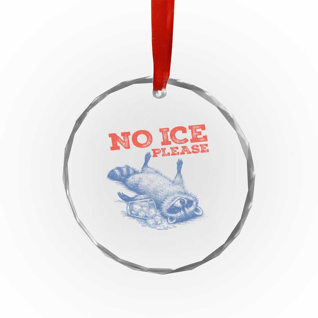No Ice Please Crystal Glass Ornament Funny Raccoon Trash Panda Anti ICE Meme TS14 Print Your Wear