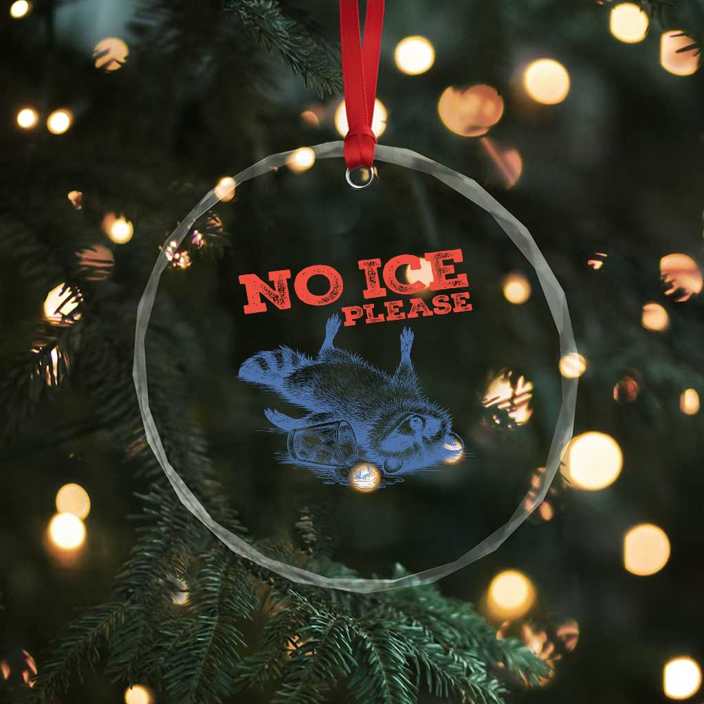 No Ice Please Crystal Glass Ornament Funny Raccoon Trash Panda Anti ICE Meme TS14 Print Your Wear