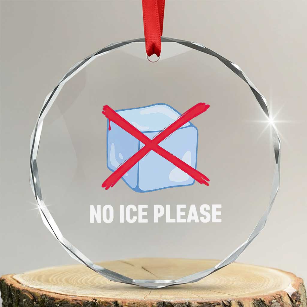 No Ice Please Crystal Glass Ornament Ice Cube Anti ICE Deportation Human Rights Protest TS14 Transparent Glass 3'' Circle Print Your Wear
