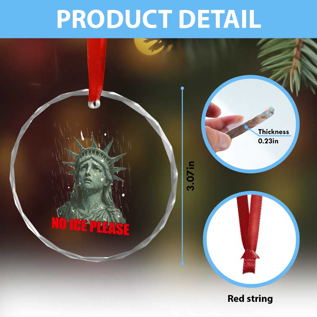 No Ice Please Crystal Glass Ornament Statue of Liberty Crying Anti ICE Deportation Human Rights TS14 Print Your Wear