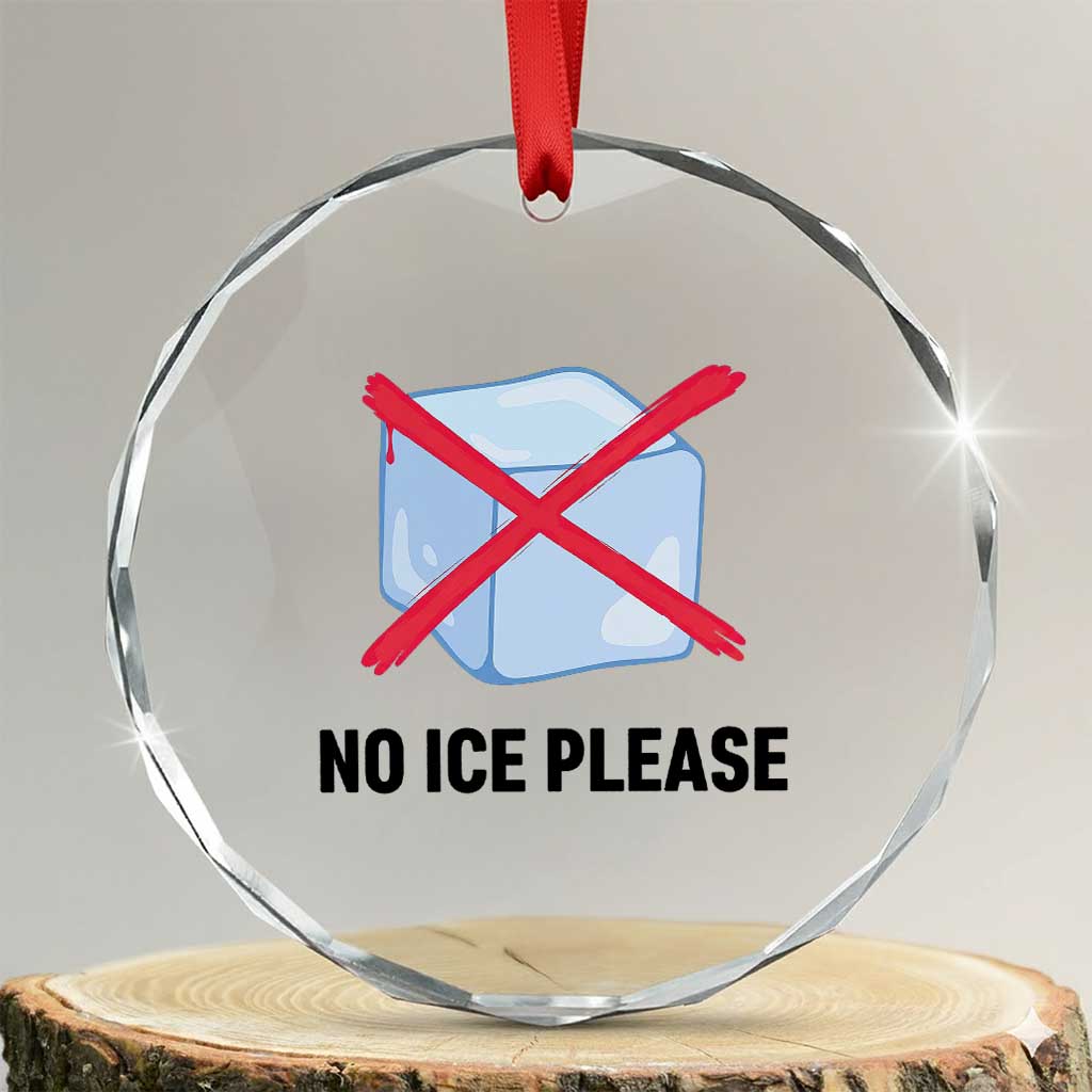 No Ice Please Crystal Glass Ornament Subtle Anti ICE Deportation Human Rights TS14 Transparent Glass 3'' Circle Print Your Wear