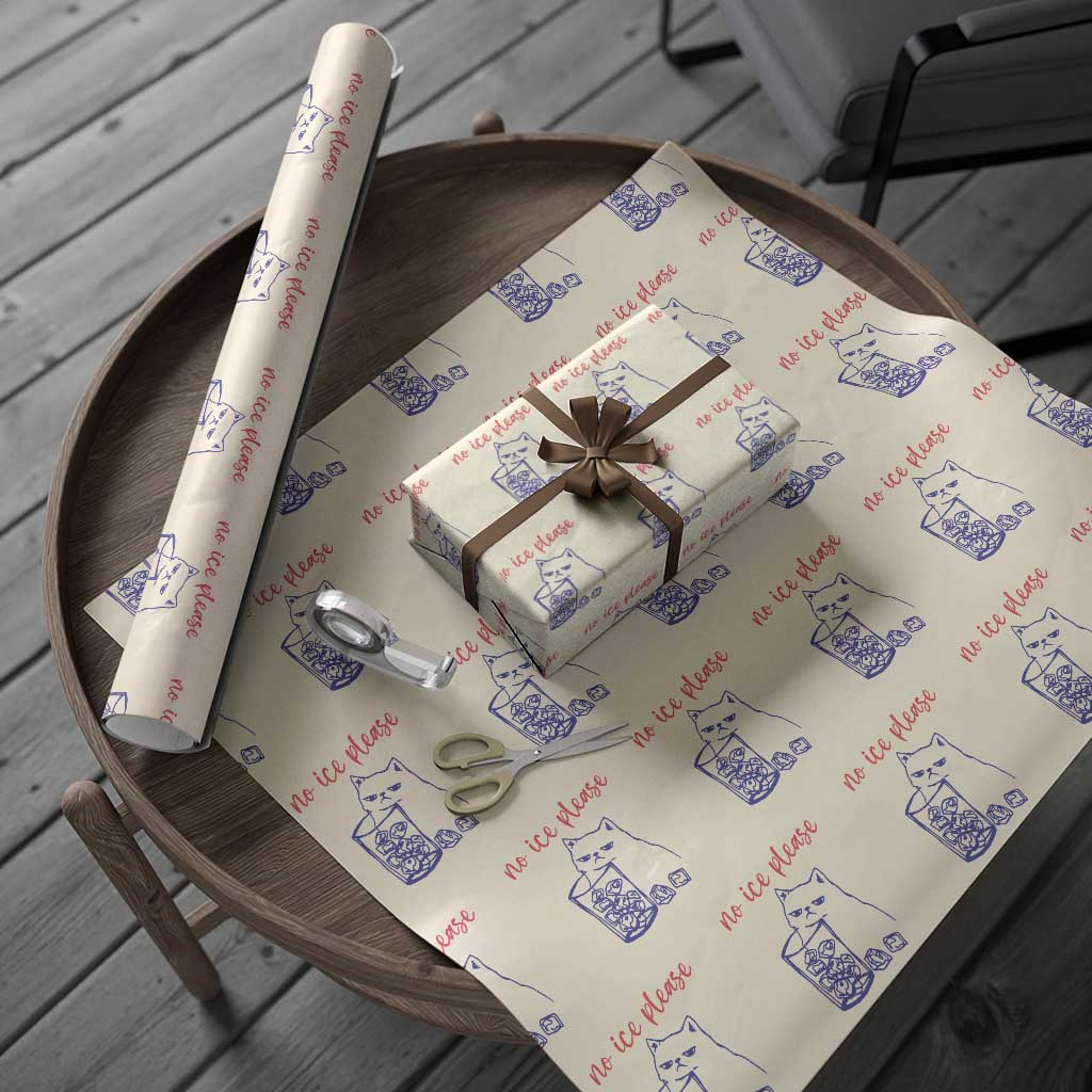 No Ice Please Funny Cat Meme Wrapping Paper Roll Subtle Against Ice Protest Political Resistance TS02 Beige Print Your Wear