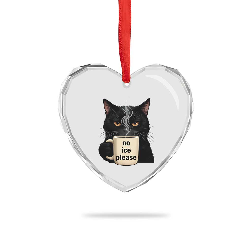 No Ice Please Heart Crystal Glass Ornament Funny Black Cat Anti ICE Meme TS14 Print Your Wear