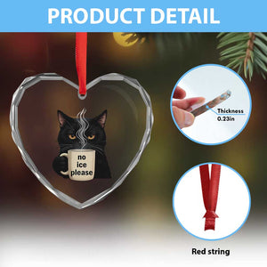 No Ice Please Heart Crystal Glass Ornament Funny Black Cat Anti ICE Meme TS14 Print Your Wear