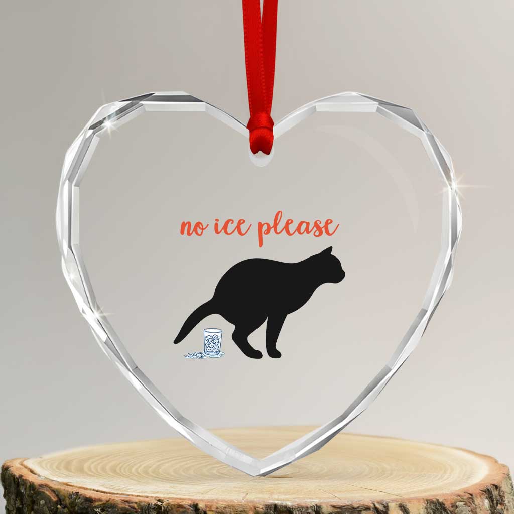 No Ice Please Heart Crystal Glass Ornament Funny Cat Abolish ICE Meme TS14 Transparent Glass 3'' Heart Print Your Wear
