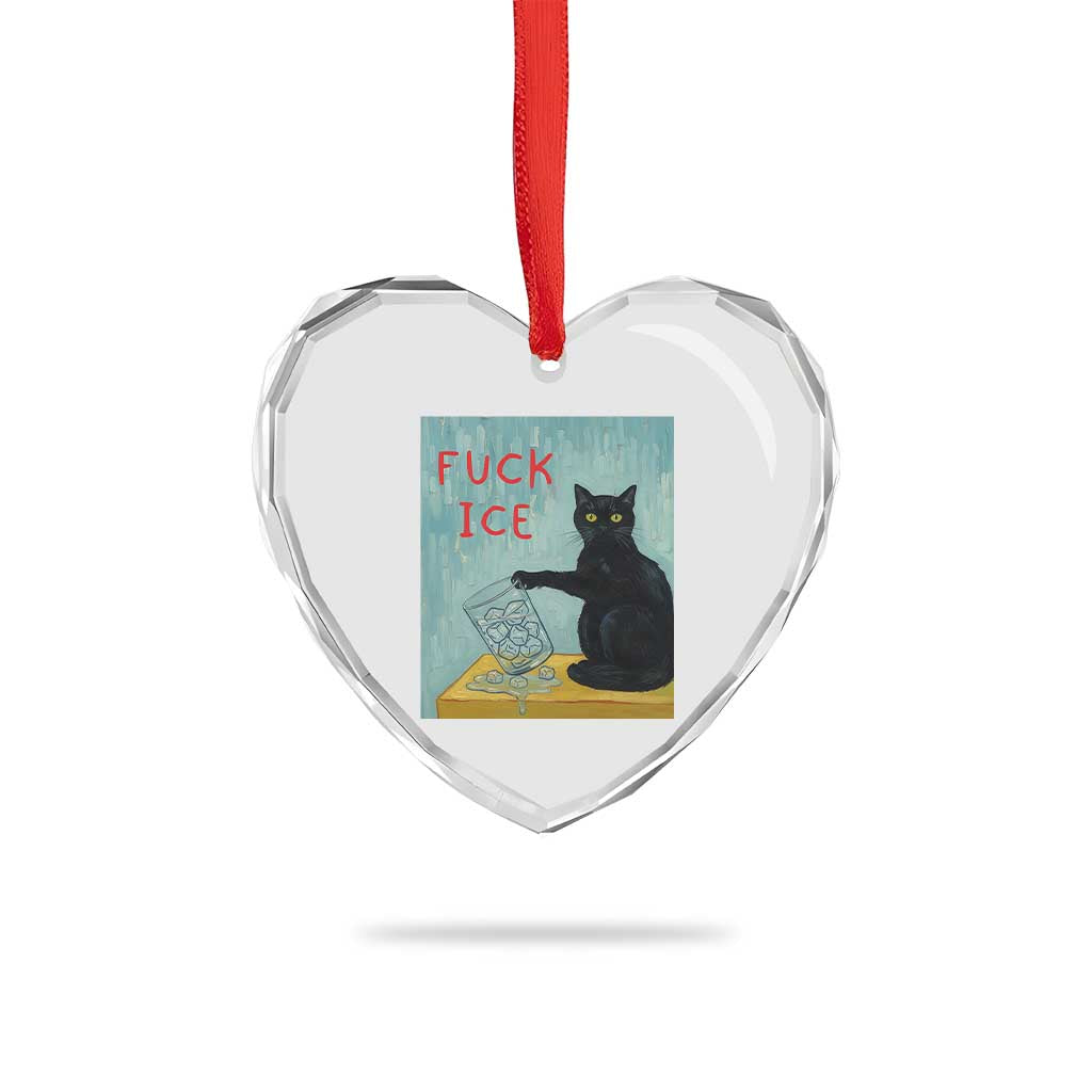 No Ice Please Heart Crystal Glass Ornament Funny Cat Anti ICE Artist Meme TS14 Print Your Wear