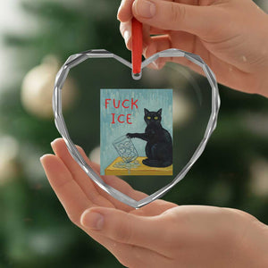 No Ice Please Heart Crystal Glass Ornament Funny Cat Anti ICE Artist Meme TS14 Print Your Wear