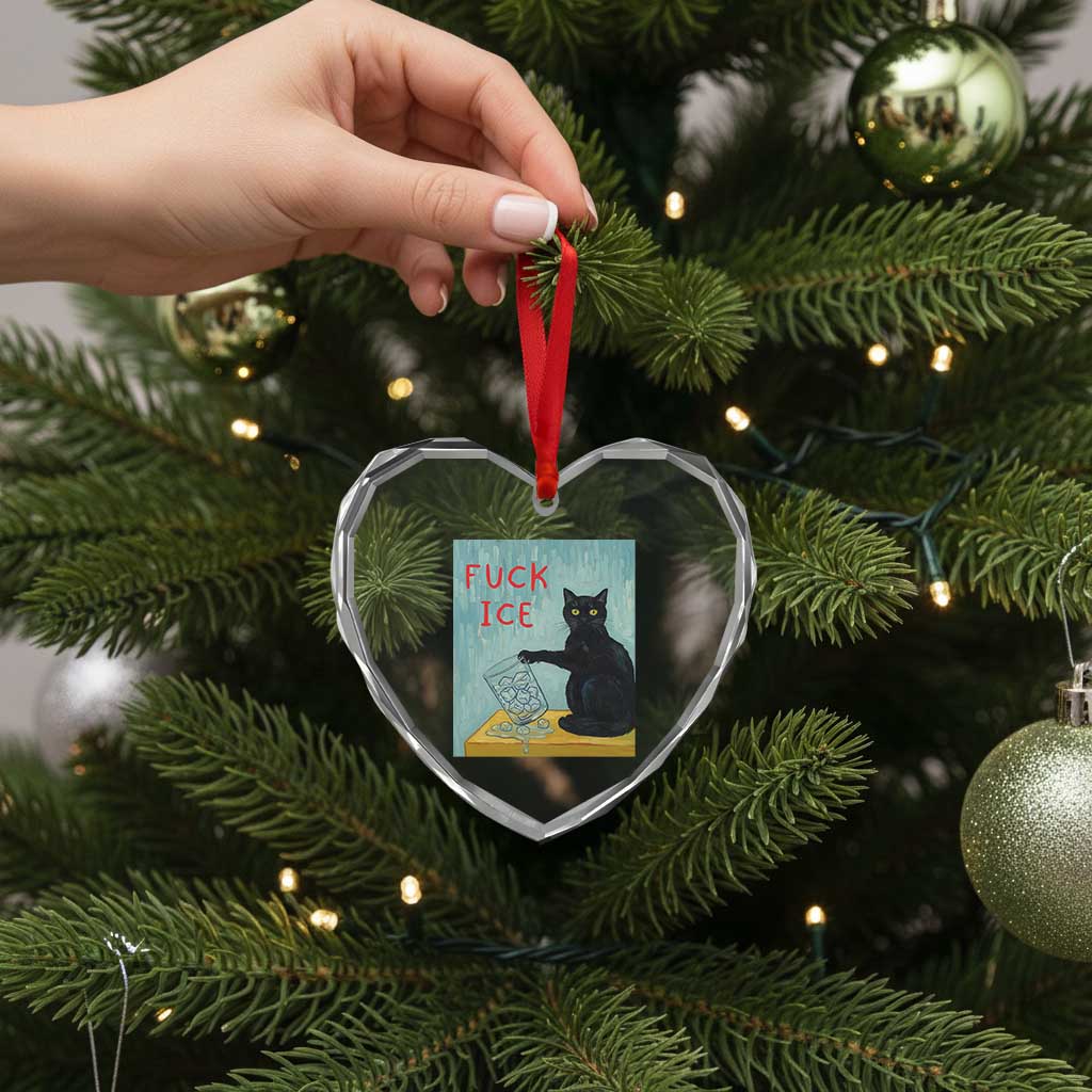 No Ice Please Heart Crystal Glass Ornament Funny Cat Anti ICE Artist Meme TS14 Print Your Wear