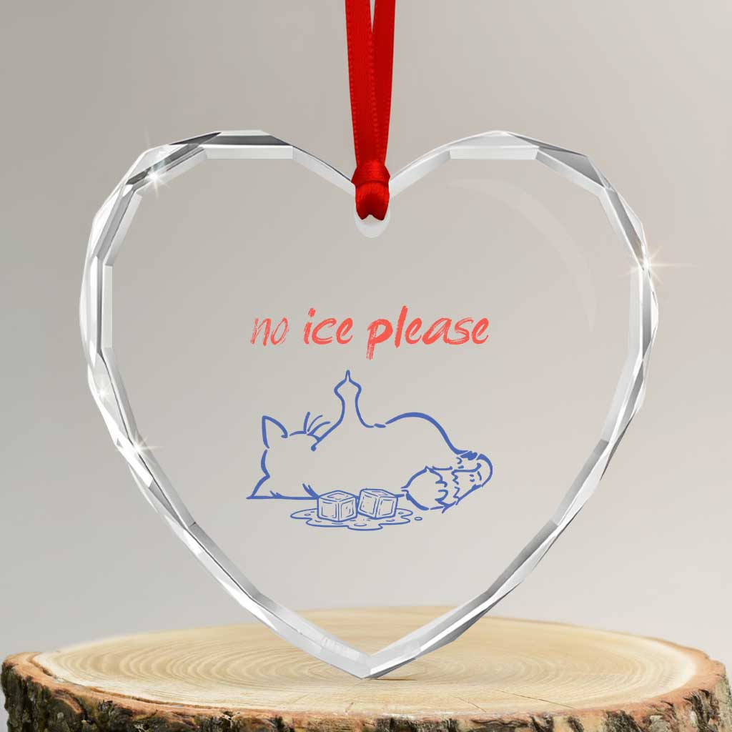 No Ice Please Heart Crystal Glass Ornament Funny Cat Anti ICE Deportation Human Rights TS14 Transparent Glass 3'' Heart Print Your Wear