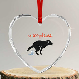 No Ice Please Heart Crystal Glass Ornament Funny Dog Anti ICE Meme TS14 Transparent Glass 3'' Heart Print Your Wear