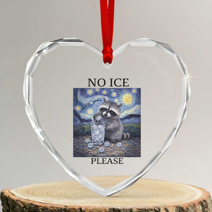 No Ice Please Heart Crystal Glass Ornament Starry Night Raccoon Trash Panda Anti ICE Meme TS14 Transparent Glass 3'' Heart Print Your Wear
