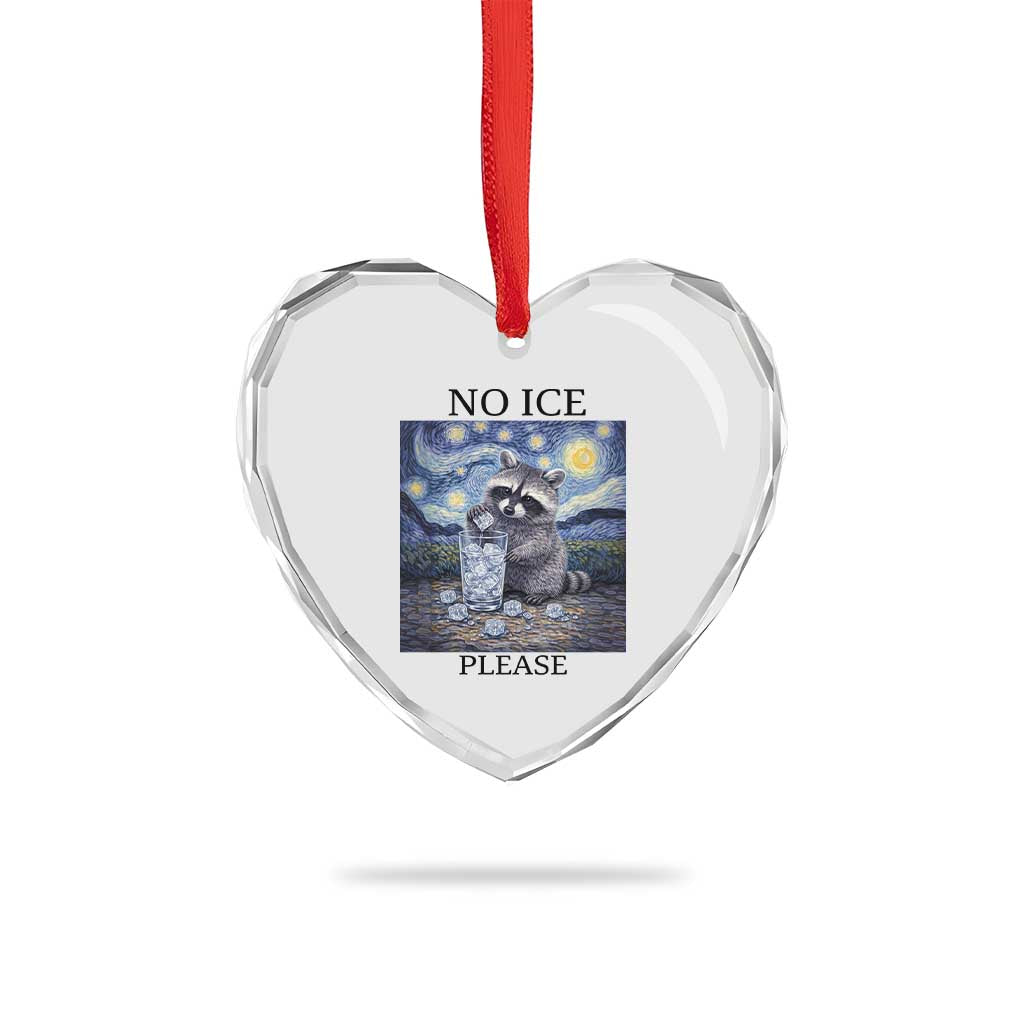 No Ice Please Heart Crystal Glass Ornament Starry Night Raccoon Trash Panda Anti ICE Meme TS14 Print Your Wear