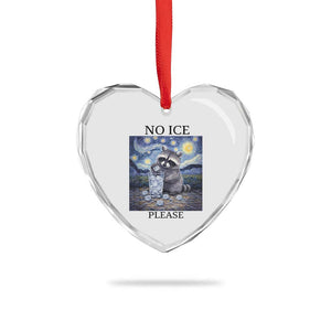 No Ice Please Heart Crystal Glass Ornament Starry Night Raccoon Trash Panda Anti ICE Meme TS14 Print Your Wear