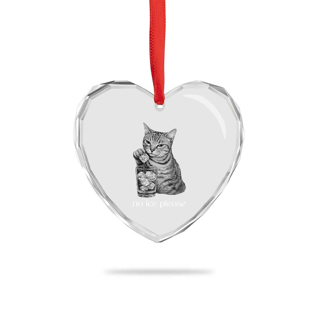 No Ice Please Realistic Angry Cat Graphic Heart Crystal Glass Ornament Resistance Against Ice Protest TS02 Print Your Wear