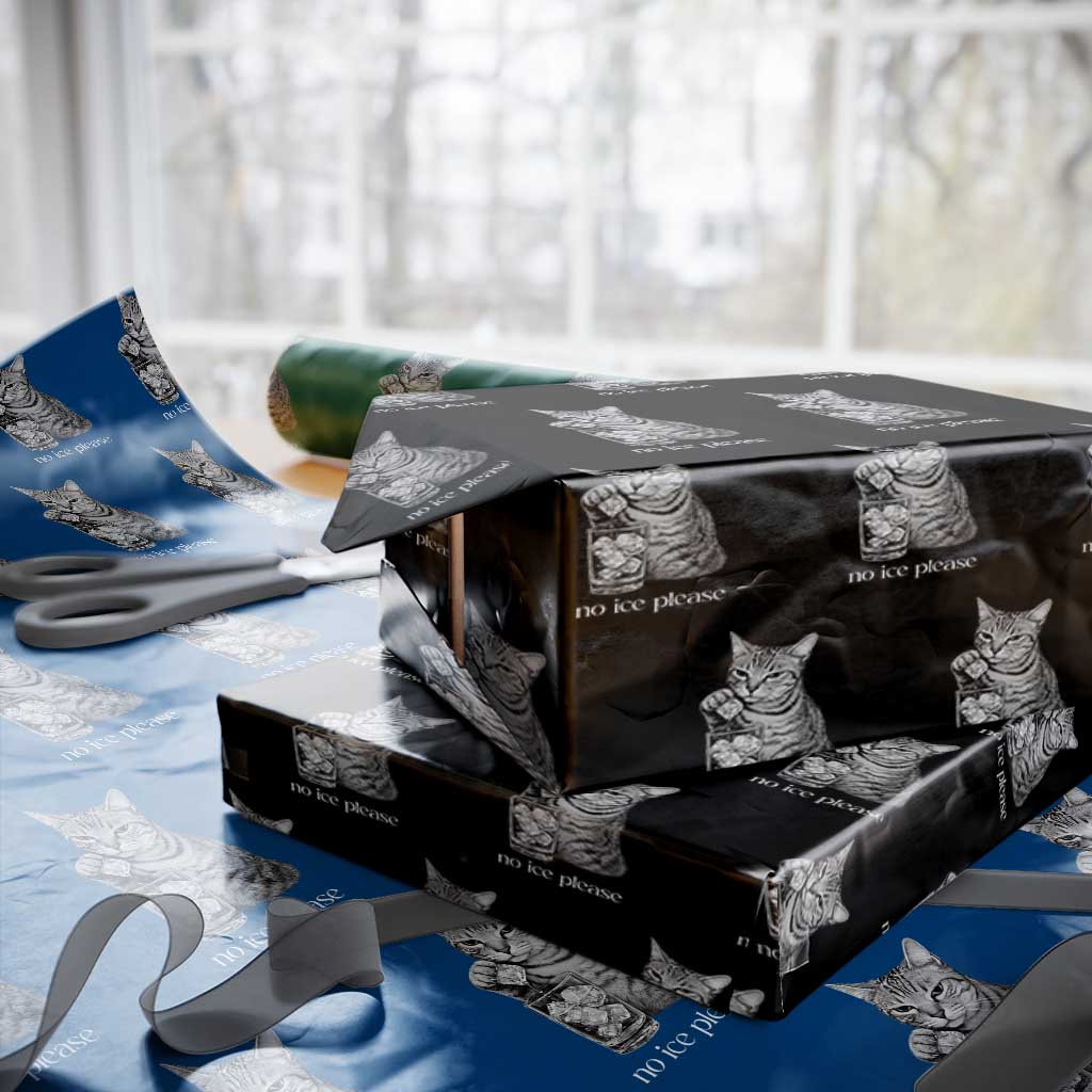 No Ice Please Realistic Angry Cat Graphic Wrapping Paper Roll Resistance Against Ice Protest TS02 Black Print Your Wear
