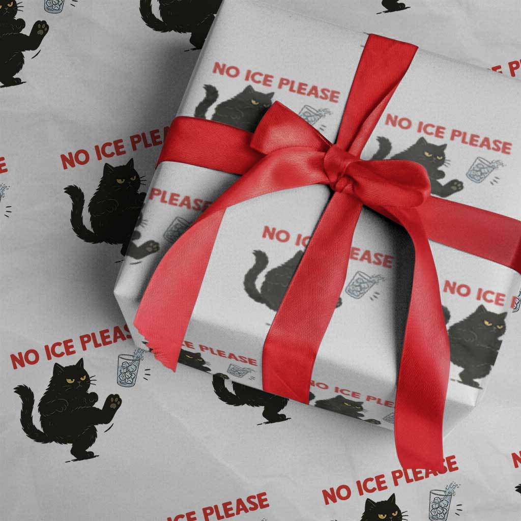 No Ice Please Wrapping Paper Roll Funny Black Cat Abolish ICE Meme Protest TS14 White Print Your Wear