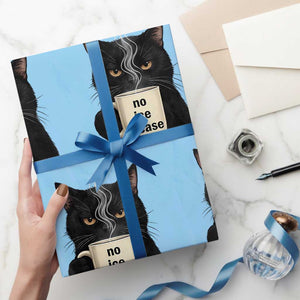 No Ice Please Wrapping Paper Roll Funny Black Cat Anti ICE Meme TS14 Light Blue Print Your Wear