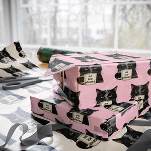 No Ice Please Wrapping Paper Roll Funny Black Cat Anti ICE Meme TS14 Light Pink Print Your Wear