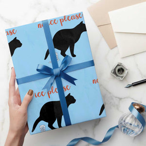 No Ice Please Wrapping Paper Roll Funny Cat Abolish ICE Meme TS14 Light Blue Print Your Wear