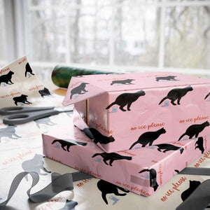 No Ice Please Wrapping Paper Roll Funny Cat Abolish ICE Meme TS14 Light Pink Print Your Wear