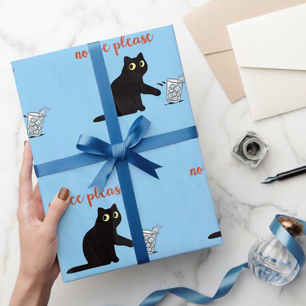No Ice Please Wrapping Paper Roll Funny Cat Abolish ICE Meme Protest TS14 Light Blue Print Your Wear