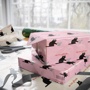 No Ice Please Wrapping Paper Roll Funny Cat Abolish ICE Meme Protest TS14 Light Pink Print Your Wear