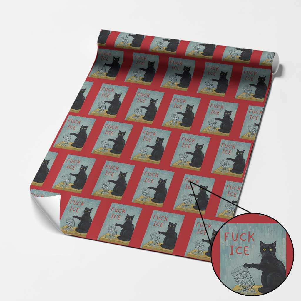 No Ice Please Wrapping Paper Roll Funny Cat Anti ICE Artist Meme TS14 Red Print Your Wear