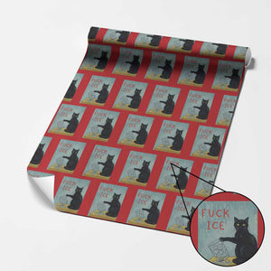 No Ice Please Wrapping Paper Roll Funny Cat Anti ICE Artist Meme TS14 Red Print Your Wear