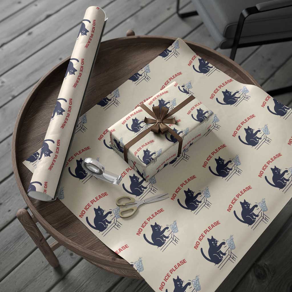 No Ice Please Wrapping Paper Roll Funny Cat Anti ICE Meme TS14 Beige Print Your Wear