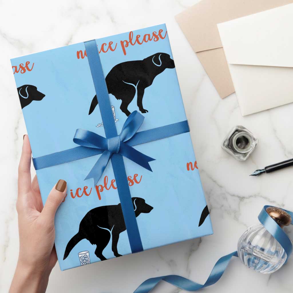 No Ice Please Wrapping Paper Roll Funny Dog Anti ICE Meme TS14 Light Blue Print Your Wear
