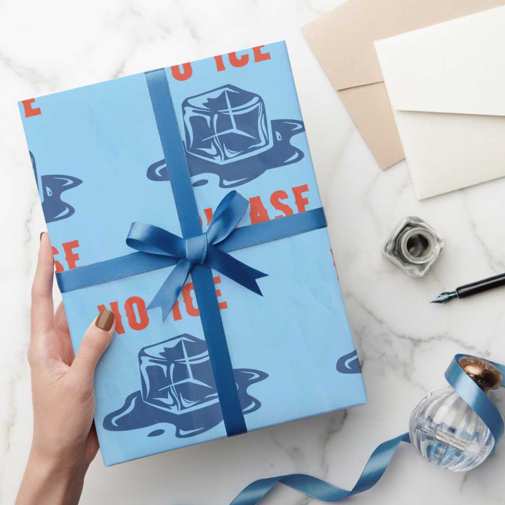No Ice Please Wrapping Paper Roll Funny Ice Cube Anti ICE Deportation Human Rights TS14 Light Blue Print Your Wear