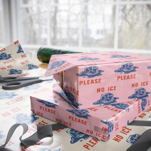No Ice Please Wrapping Paper Roll Funny Ice Cube Anti ICE Deportation Human Rights TS14 Light Pink Print Your Wear