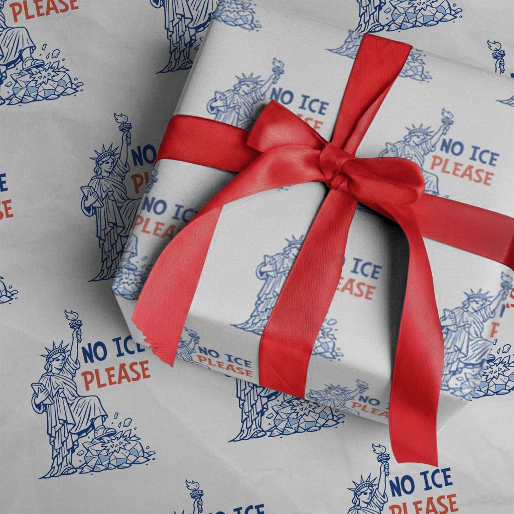 No Ice Please Wrapping Paper Roll Funny Statue of Liberty Anti ICE Deportation Human Rights TS14 White Print Your Wear