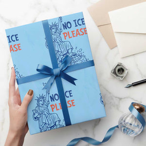 No Ice Please Wrapping Paper Roll Funny Statue of Liberty Anti ICE Deportation Human Rights TS14 Light Blue Print Your Wear