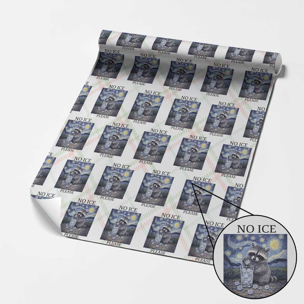 No Ice Please Wrapping Paper Roll Starry Night Raccoon Trash Panda Anti ICE Meme TS14 Christmas Plaid Print Your Wear